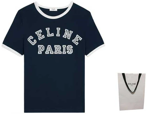 (W) Celine Camiseta Azul de Manga Corta con Estampado de Logo. 2X779671Q-07OW Shop (W) Celine Camiseta Azul de Manga Corta con Estampado de Logo. 2X779671Q-07OW