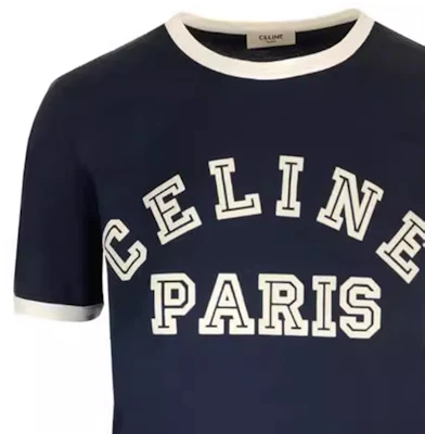 (W) Celine Camiseta Azul de Manga Corta con Estampado de Logo. 2X779671Q-07OW Sizing (W) Celine Camiseta Azul de Manga Corta con Estampado de Logo. 2X779671Q-07OW