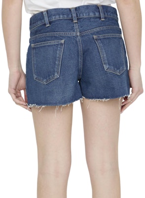 (Women) CELINE Blue Solid Button Slim Fit Pleated Denim Shorts. 2N53A365M07DU Shop (Women) CELINE Blue Solid Button Slim Fit Pleated Denim Shorts. 2N53A365M07DU