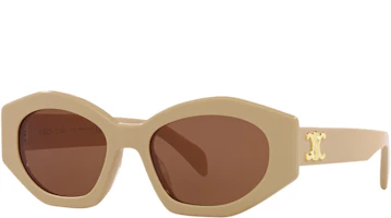 (Women) CELINE Brown Irregular Acetate Sunglasses with Logo Temples. CL40238UBEIGE (Women) CELINE Brown Irregular Acetate Sunglasses with Logo Temples. CL40238UBEIGE