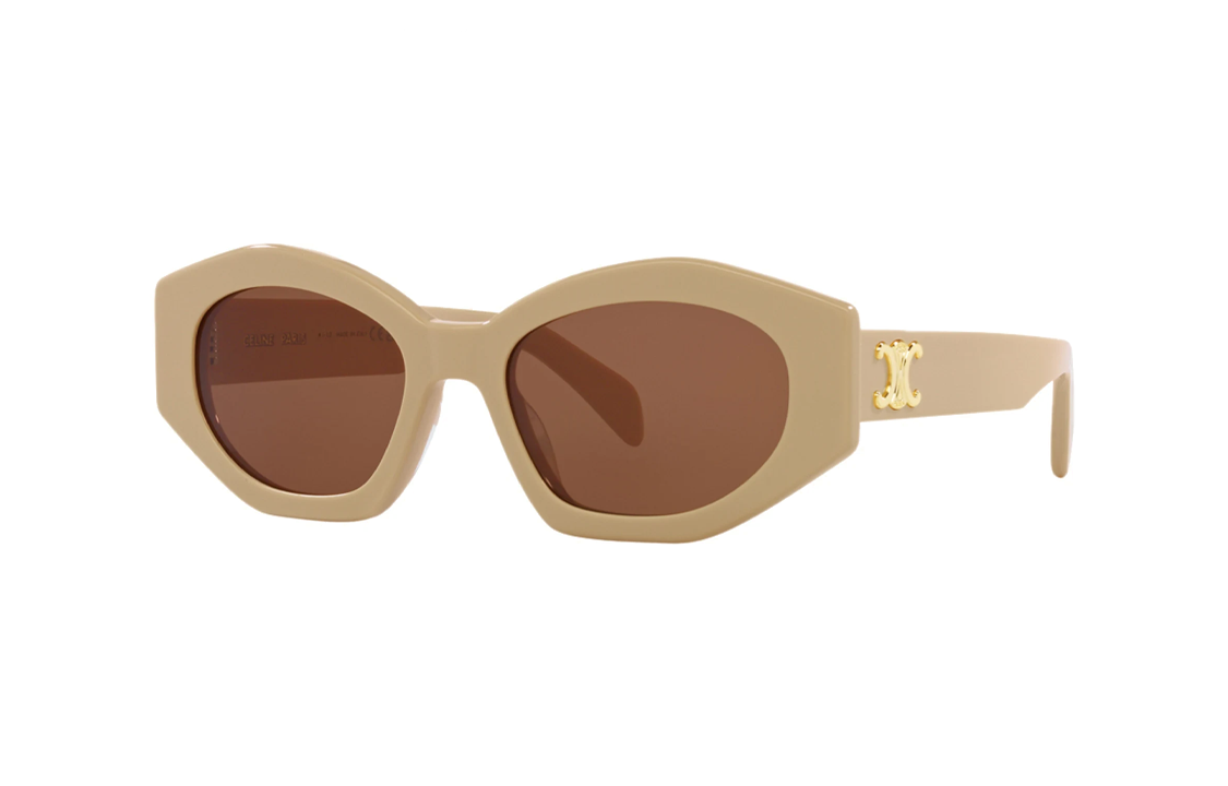 (Women) CELINE  Brown Irregular Acetate Sunglasses with Logo Temples. CL40238UBEIGE 圖 2