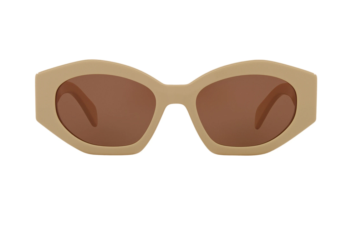 (Women) CELINE  Brown Irregular Acetate Sunglasses with Logo Temples. CL40238UBEIGE 圖 3