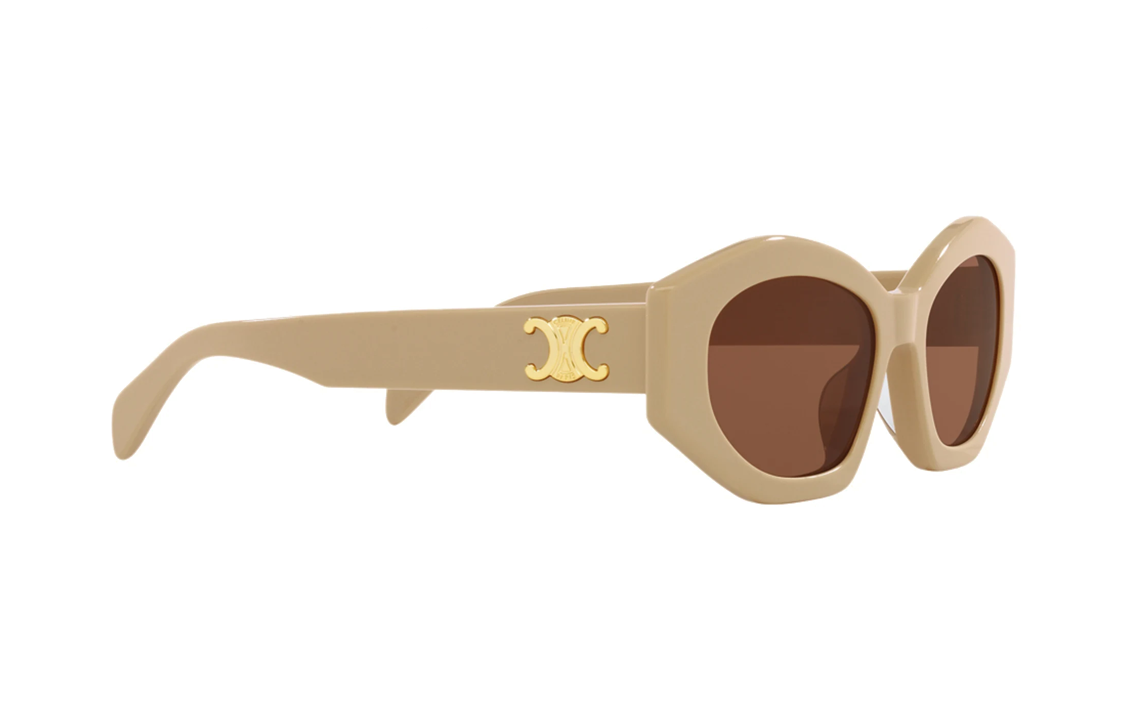 (Women) CELINE  Brown Irregular Acetate Sunglasses with Logo Temples. CL40238UBEIGE 圖 4