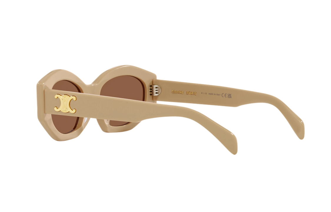 (Women) CELINE  Brown Irregular Acetate Sunglasses with Logo Temples. CL40238UBEIGE 圖 5