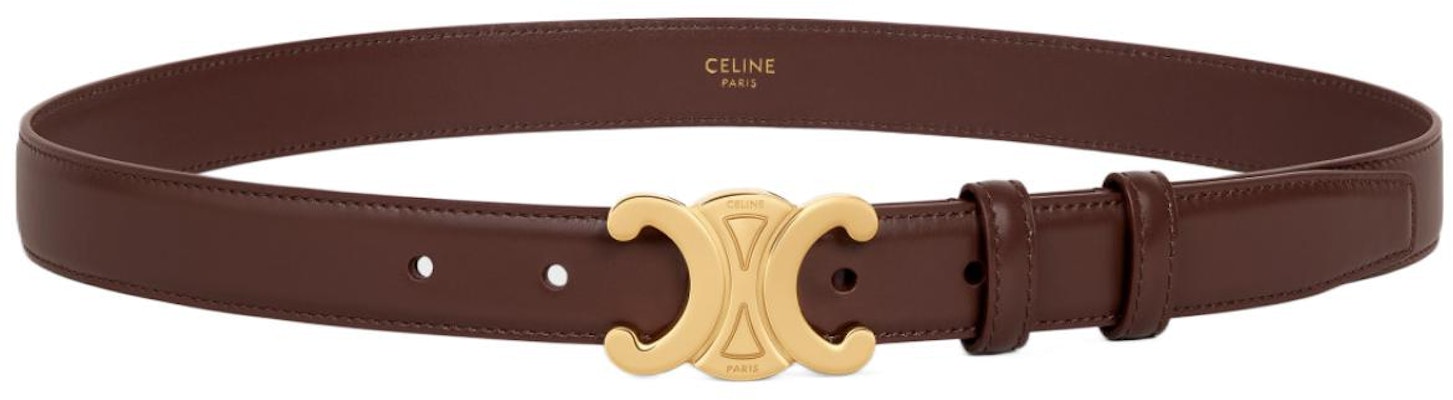 (Women) CELINE Brown Leather Belt with Gold Metal Buckle - 2.5cm Wide. 45AK93A01-18CS Buy (Women) CELINE Brown Leather Belt with Gold Metal Buckle - 2.5cm Wide. 45AK93A01-18CS