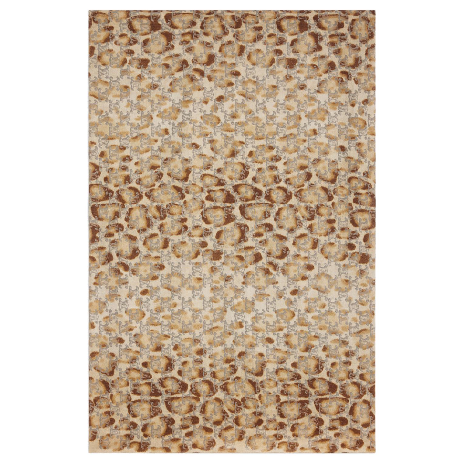 (Women) CELINE  Brown Leopard Print Cotton Wool Scarf. 2ARP1099Z.19LE