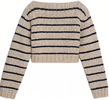 (Women) CELINE Brown Striped Cropped Pullover Sweater Long Sleeve. 2AD8M100W-07TM (Women) CELINE Brown Striped Cropped Pullover Sweater Long Sleeve. 2AD8M100W-07TM