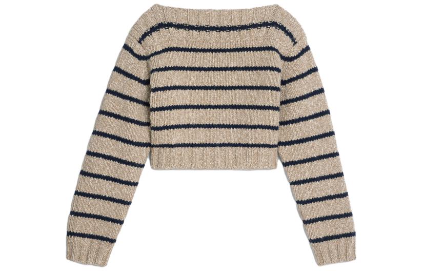 Order (W) CELINE 棕色條紋長袖短版毛衣。 2AD8M100W-07TM