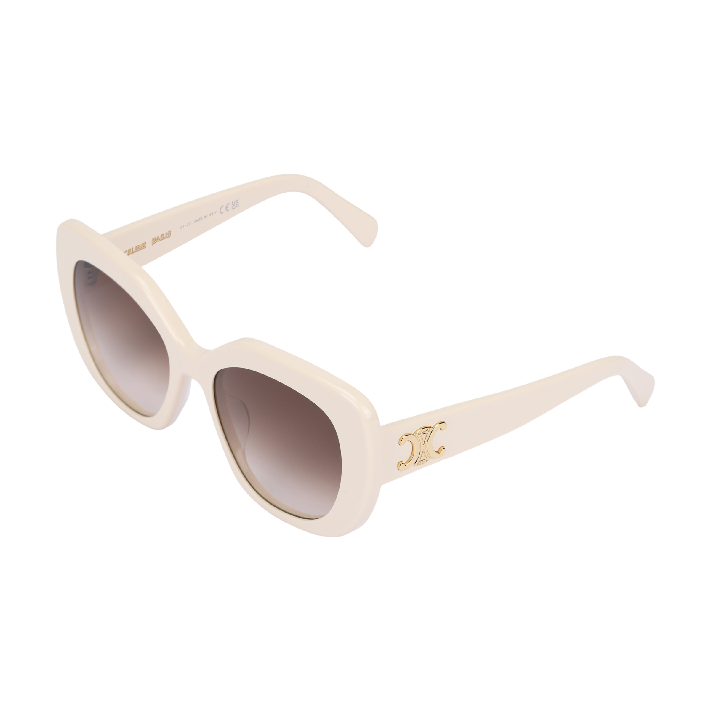 (Women) CELINE  Butterfly Sunglasses with Logo Temples - White. CL40226U25F