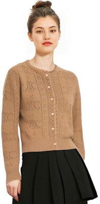 (W) CELINE 驼色圆领纽扣网眼针织开衫毛衣 2AD0R533M-04FG Details for (W) CELINE 驼色圆领纽扣网眼针织开衫毛衣 2AD0R533M-04FG