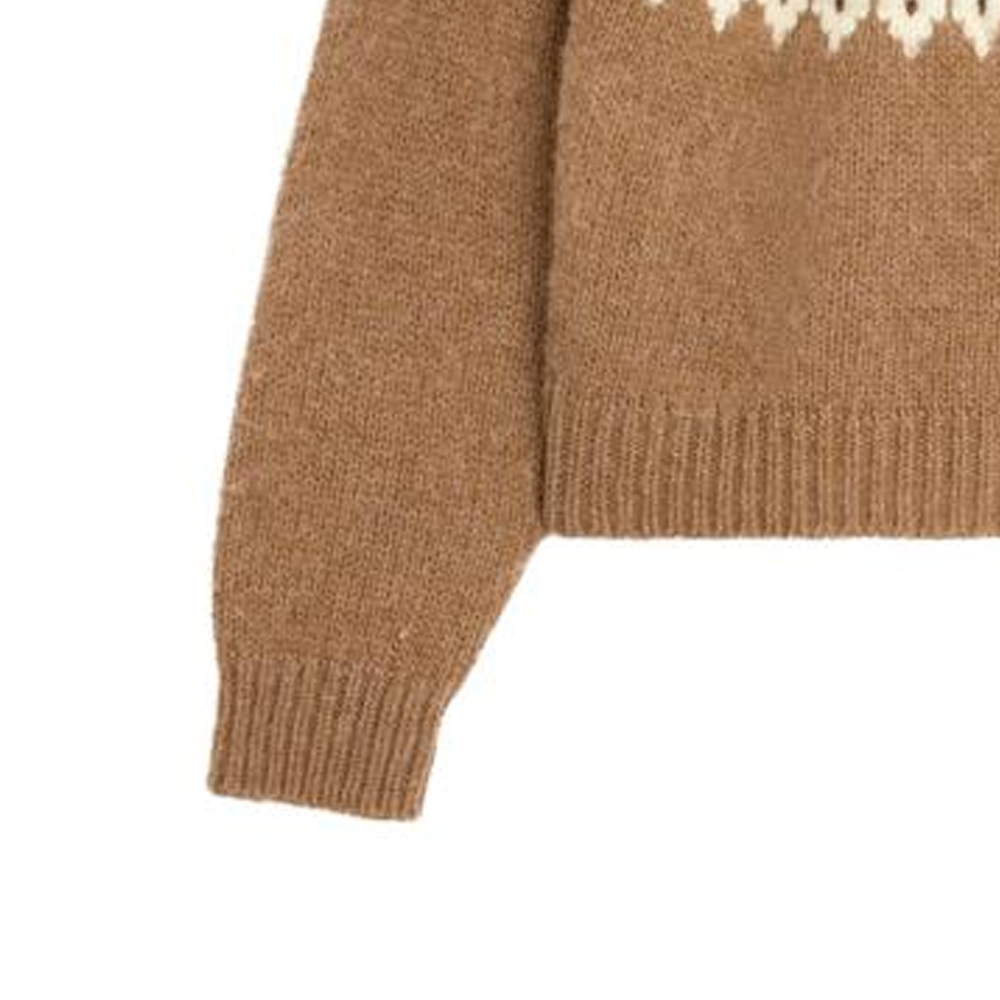 Sizing (W) 思琳 驼色刺绣圆领长袖毛衣 2ADJ7823V-02CM