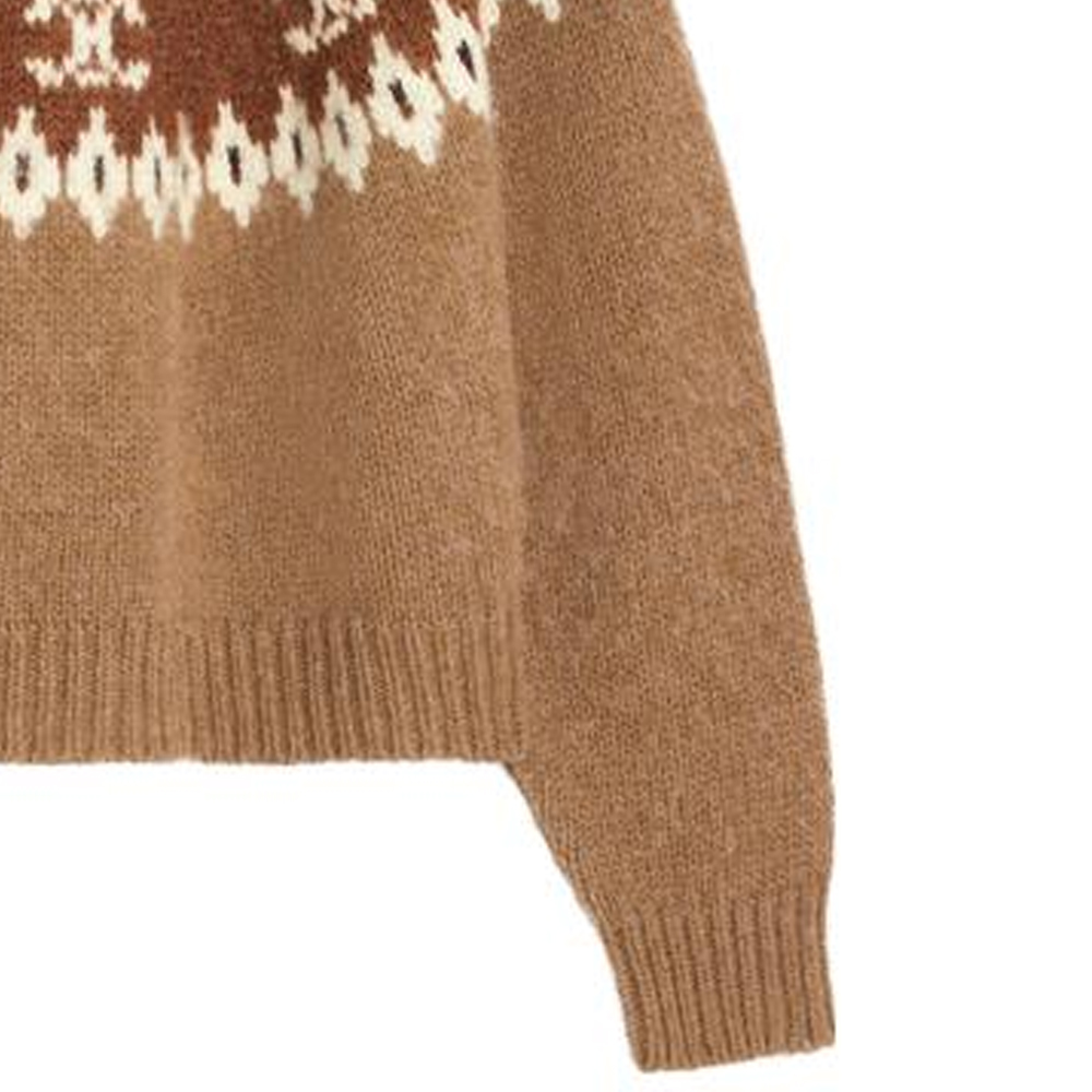 Cheap (W) 思琳 驼色刺绣圆领长袖毛衣 2ADJ7823V-02CM