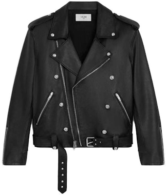 (Women) CELINE Casual Loose Black Leather Jacket with Zipper Collar. 2EG91599E-38NO Order (Women) CELINE Casual Loose Black Leather Jacket with Zipper Collar. 2EG91599E-38NO