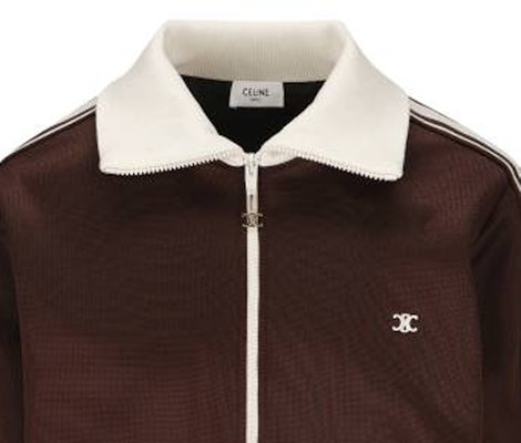 (W) CELINE Jaket Zip-Up Garis Warna Gelap Coklat. 2Y54C594V-19DQ Shop (W) CELINE Jaket Zip-Up Garis Warna Gelap Coklat. 2Y54C594V-19DQ