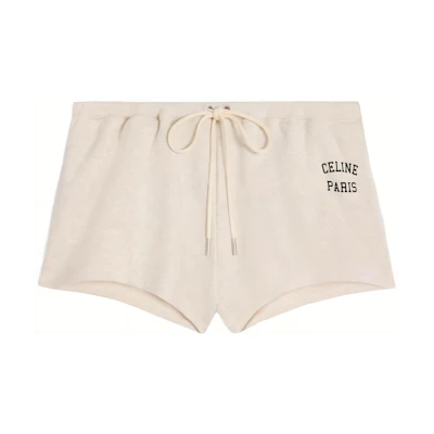 (Women) CELINE Cream Drawstring Logo Straight-Leg Casual Shorts 2Z642765N-01CB