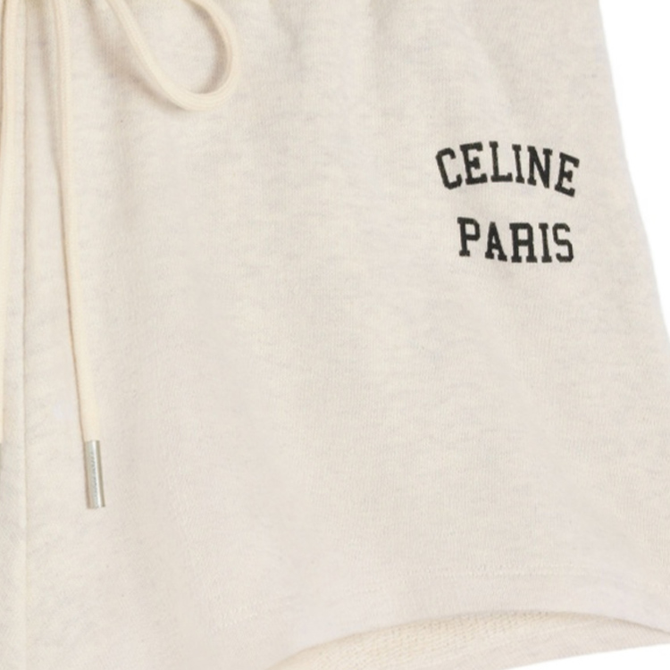 Purchase (Women) CELINE  Cream Drawstring Logo Straight-Leg Casual Shorts 2Z642765N-01CB