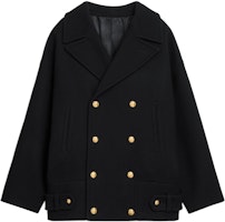 (Women) CELINE Double-Breasted Long Sleeve Coat Black 2M06A814E-38NO (Women) CELINE Double-Breasted Long Sleeve Coat Black 2M06A814E-38NO