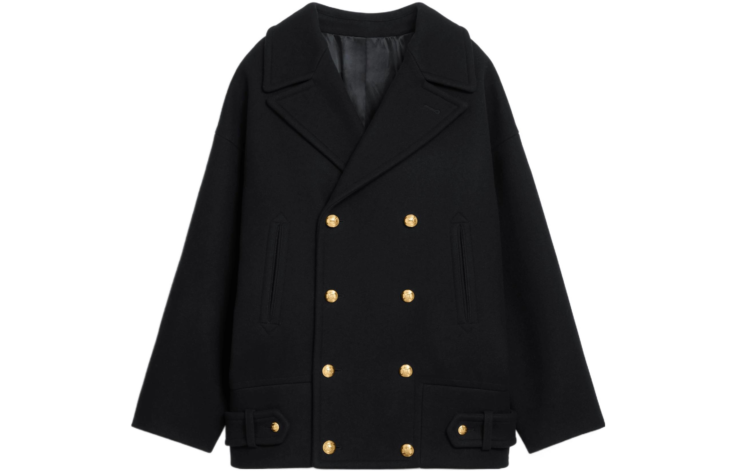 Order (W) CELINE 雙排扣長袖大衣 黑色 2M06A814E-38NO