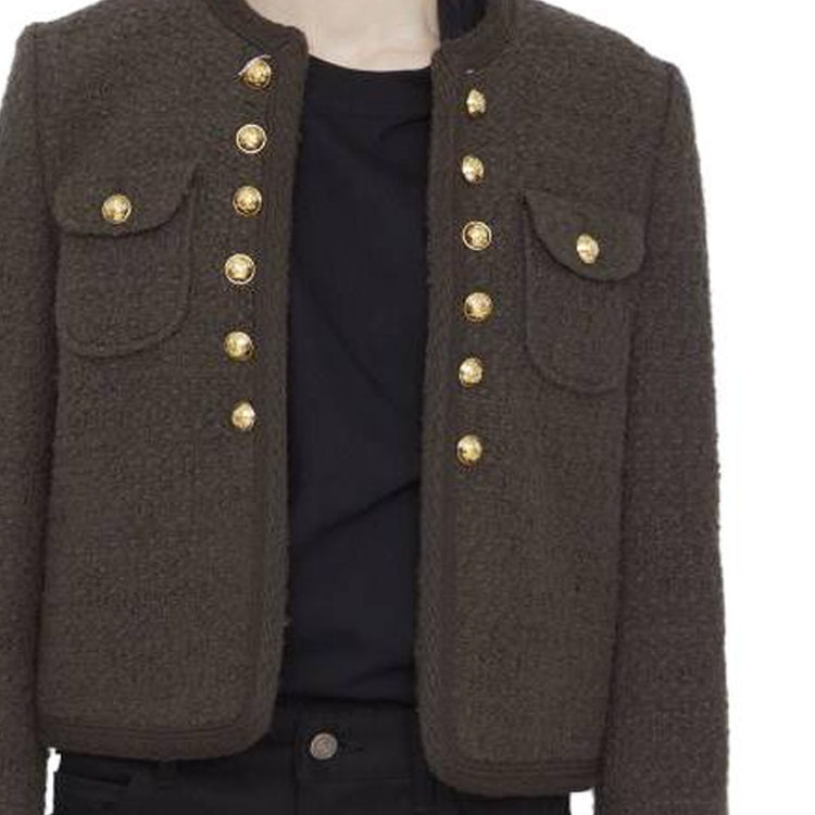 (Women) CELINE  Fitted Round Neck Button-Up Cropped Jacket Brown. 2V65Q764L-19BS 圖 7