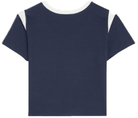 (Women) CELINE FW22 Contrast Crewneck Cropped Short Sleeve Top Deep Blue. 2X58B671Q-07OW Lookbook (Women) CELINE FW22 Contrast Crewneck Cropped Short Sleeve Top Deep Blue. 2X58B671Q-07OW