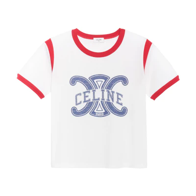 (Women) CELINE FW22 Contrast Logo Print Crewneck T-Shirt White 2X58B671Q-01RL