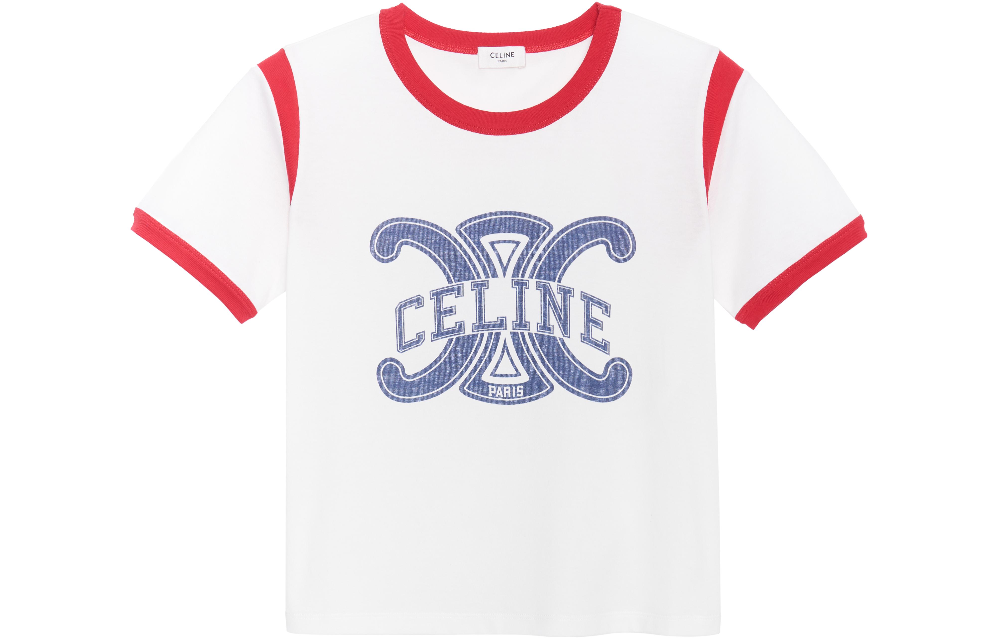 Order (W) 셀린 FW22 콘트라스트 로고 프린트 크루넥 티셔츠 화이트 2X58B671Q-01RL