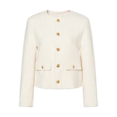 (Women) CELINE FW22 Solid Color Button Long Sleeve Jacket Chalk White 2V40J820R-01RD