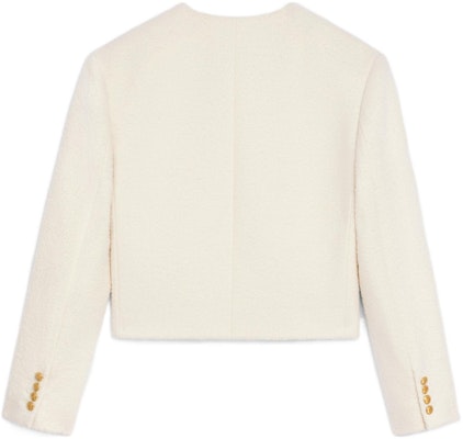 (W) CELINE Jaket Lengan Panjang Butang Putih Kapur FW22 Warna Solid 2V40J820R-01RD Lookbook (W) CELINE Jaket Lengan Panjang Butang Putih Kapur FW22 Warna Solid 2V40J820R-01RD