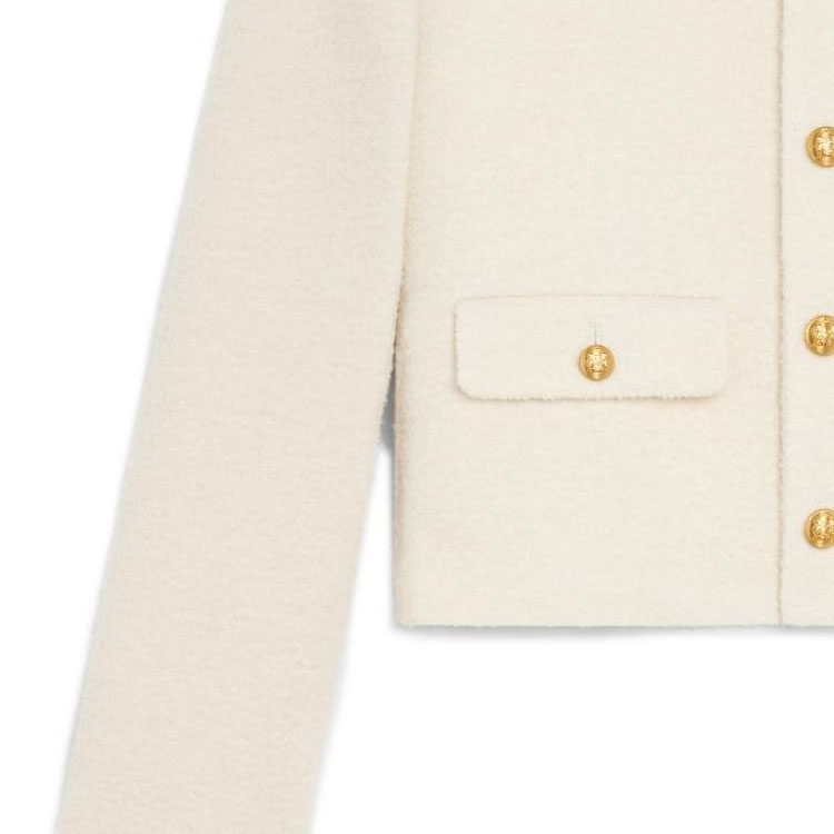 Shop (W) CELINE Jaket Lengan Panjang Butang Putih Kapur FW22 Warna Solid 2V40J820R-01RD