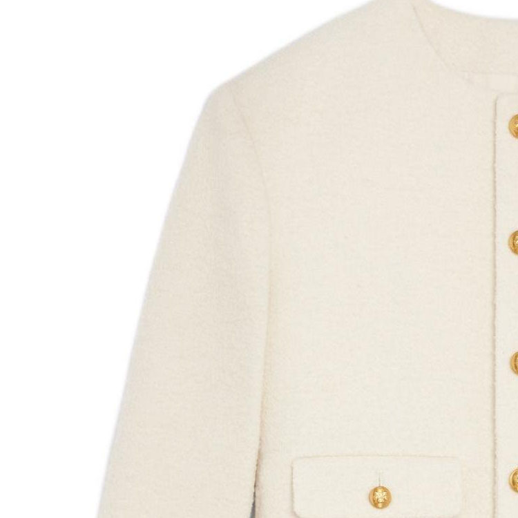 Cheap (W) CELINE Jaket Lengan Panjang Butang Putih Kapur FW22 Warna Solid 2V40J820R-01RD