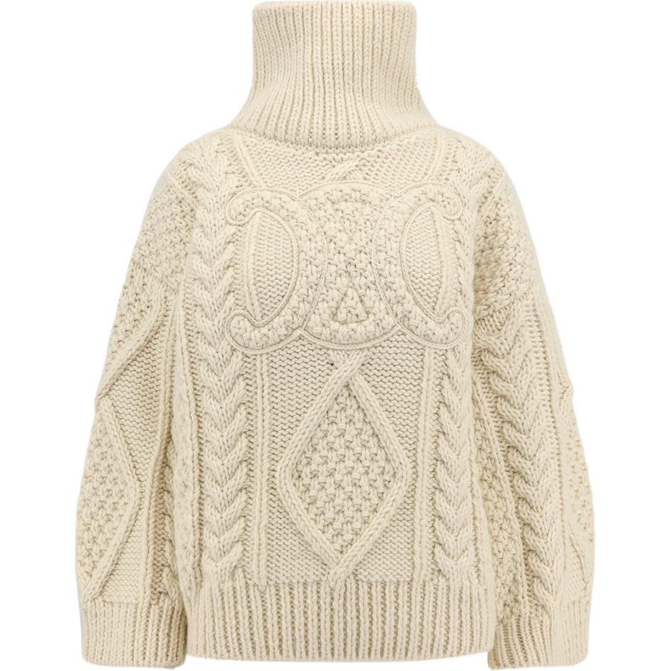 (Women) CELINE  FW23 Beige Cable Knit Turtleneck Sweater 2AD9N286X01OW