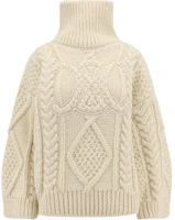 (Women) CELINE FW23 Beige Cable Knit Turtleneck Sweater 2AD9N286X01OW (Women) CELINE FW23 Beige Cable Knit Turtleneck Sweater 2AD9N286X01OW