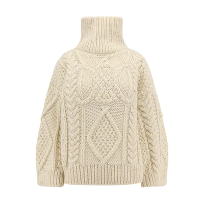 (Women) CELINE FW23 Beige Cable Knit Turtleneck Sweater 2AD9N286X01OW