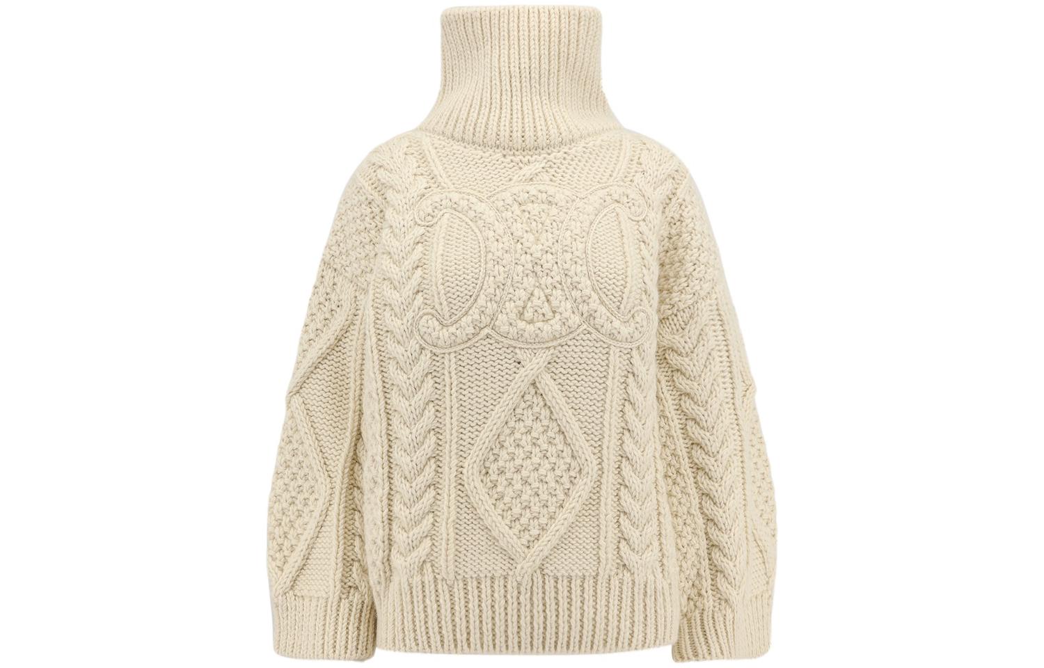 Order (W) CELINE 2023秋冬米色麻花高領毛衣 2AD9N286X01OW