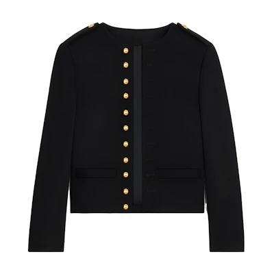 (Women) CELINE FW23 Black Solid Single-Breasted Round Neck Jacket. 2V73Q998K-38NO