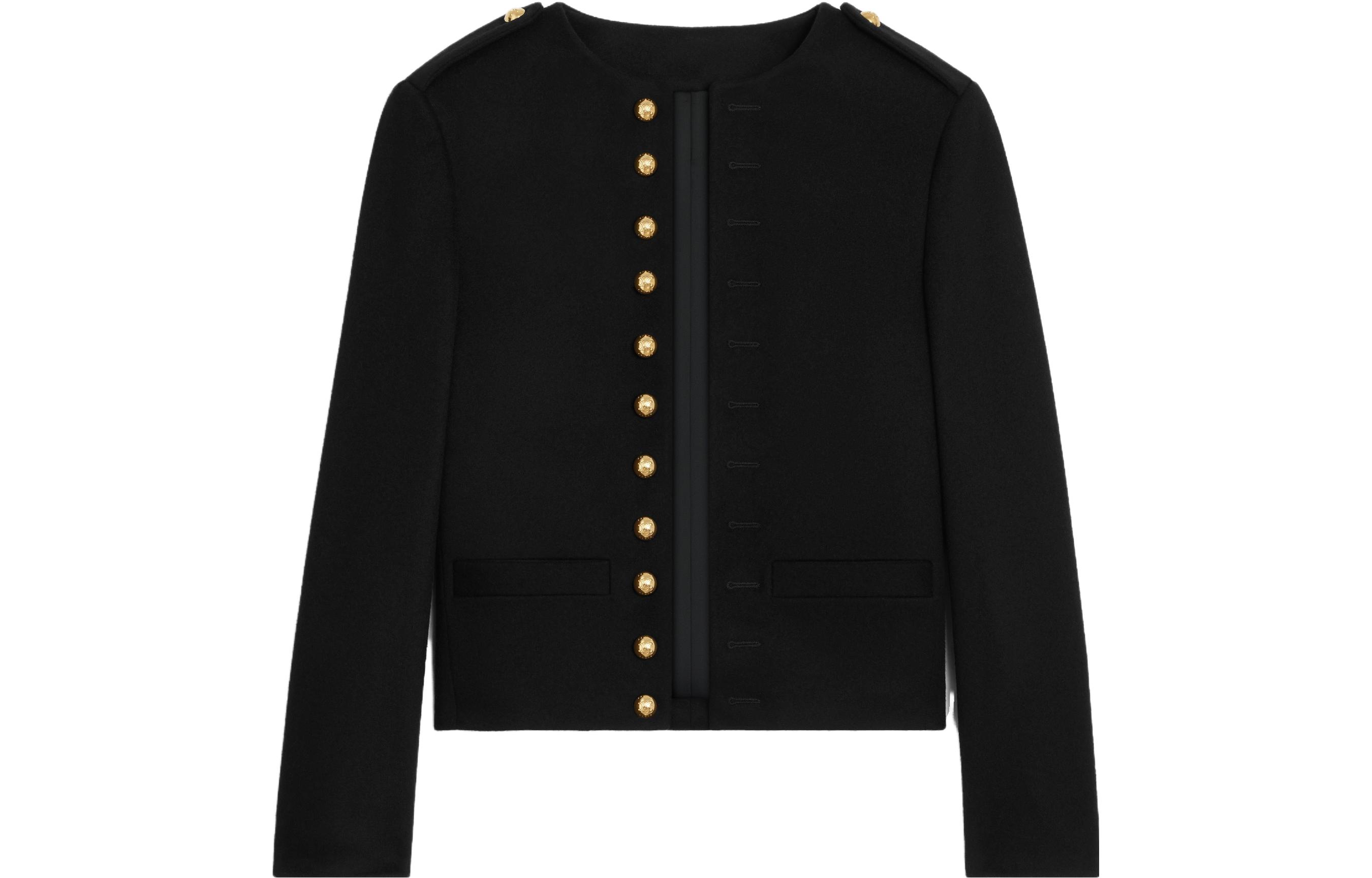 (Women) CELINE  FW23 Black Solid Single-Breasted Round Neck Jacket. 2V73Q998K-38NO 圖 2