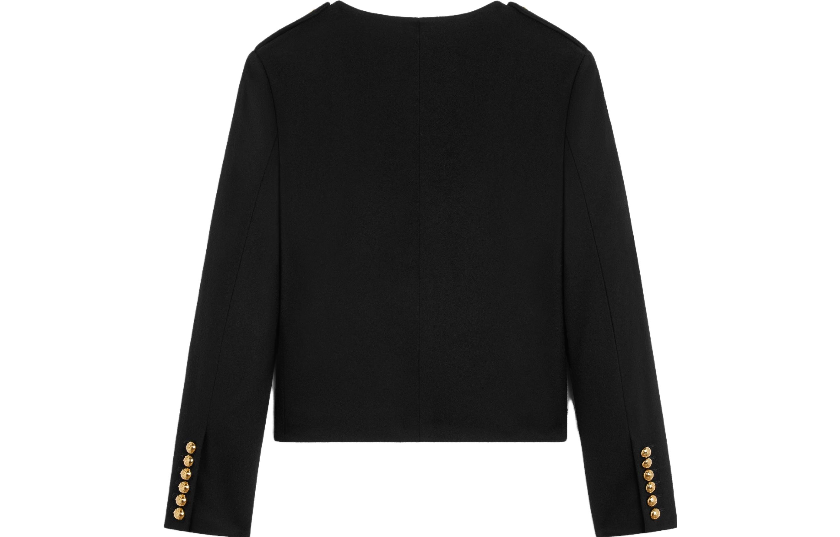 (Women) CELINE  FW23 Black Solid Single-Breasted Round Neck Jacket. 2V73Q998K-38NO 圖 3