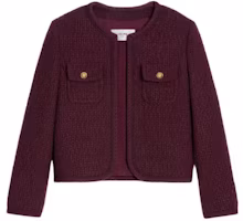 (Women) CELINE FW23 Solid Tweed Round Neck Long Sleeve Jacket Wine Red. 2V55Q764L-28BX (Women) CELINE FW23 Solid Tweed Round Neck Long Sleeve Jacket Wine Red. 2V55Q764L-28BX