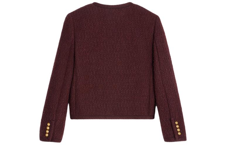 (Women) CELINE  FW23 Solid Tweed Round Neck Long Sleeve Jacket Wine Red. 2V55Q764L-28BX 圖 3