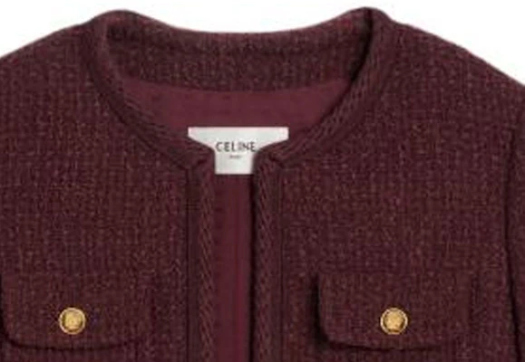 (W) CELINE 2023秋冬酒红色粗花呢圆领长袖外套. 2V55Q764L-28BX Purchase (W) CELINE 2023秋冬酒红色粗花呢圆领长袖外套. 2V55Q764L-28BX