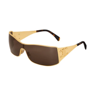 (Women) CELINE Geometric Metal Irregular Gold Sunglasses. 4S283CMLB.35NG