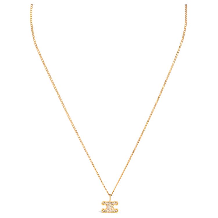 (Women) CELINE  Gold Brass and Crystal Rhinestone Necklace. 460GB6BZI-35OR