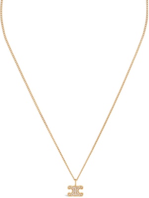 (Women) CELINE Gold Brass and Crystal Rhinestone Necklace. 460GB6BZI-35OR Order (Women) CELINE Gold Brass and Crystal Rhinestone Necklace. 460GB6BZI-35OR