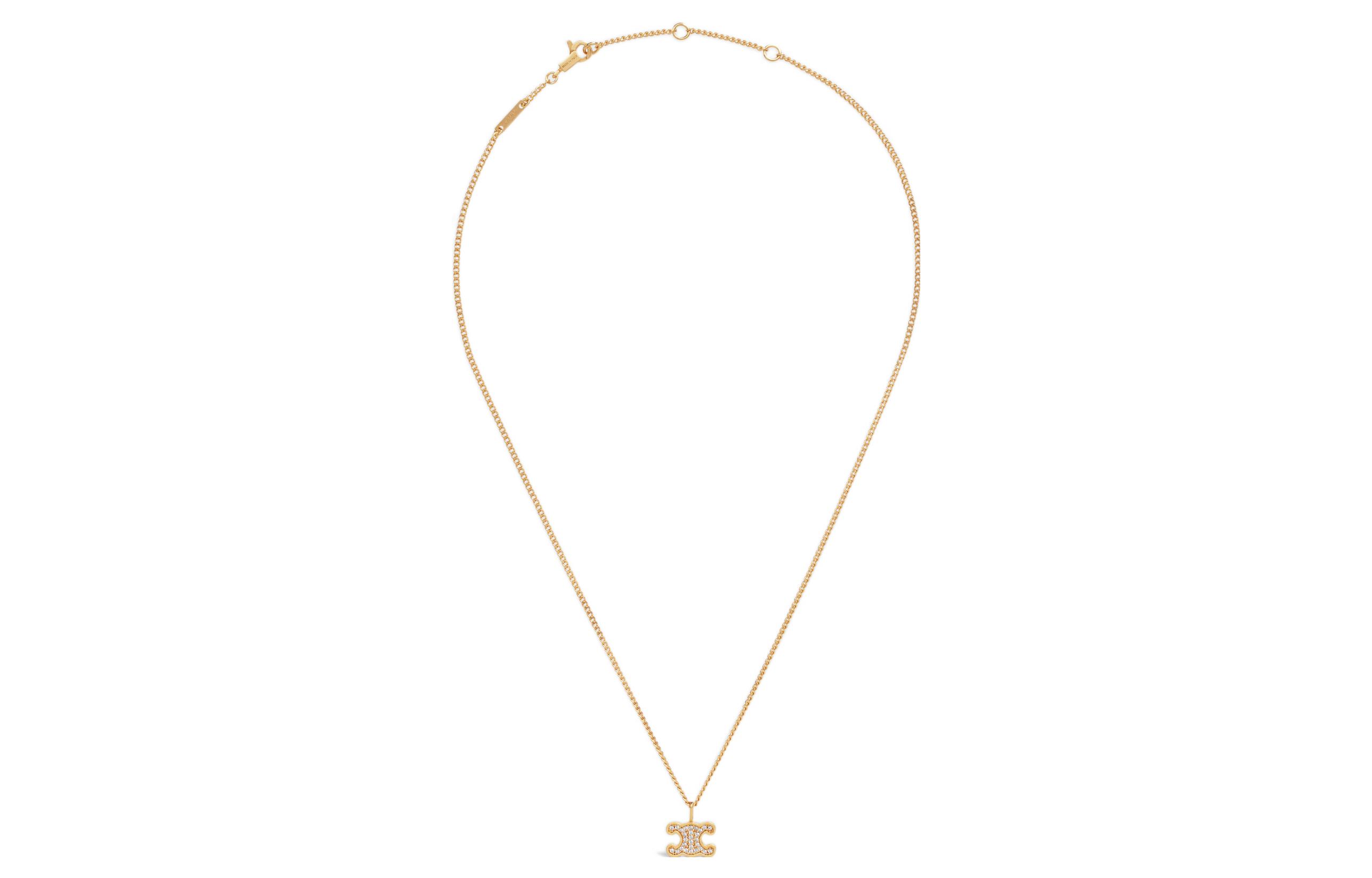 Lookbook (W) CELINE Rantai Leher Emas Loyang & Kristal Berkilau. 460GB6BZI-35OR