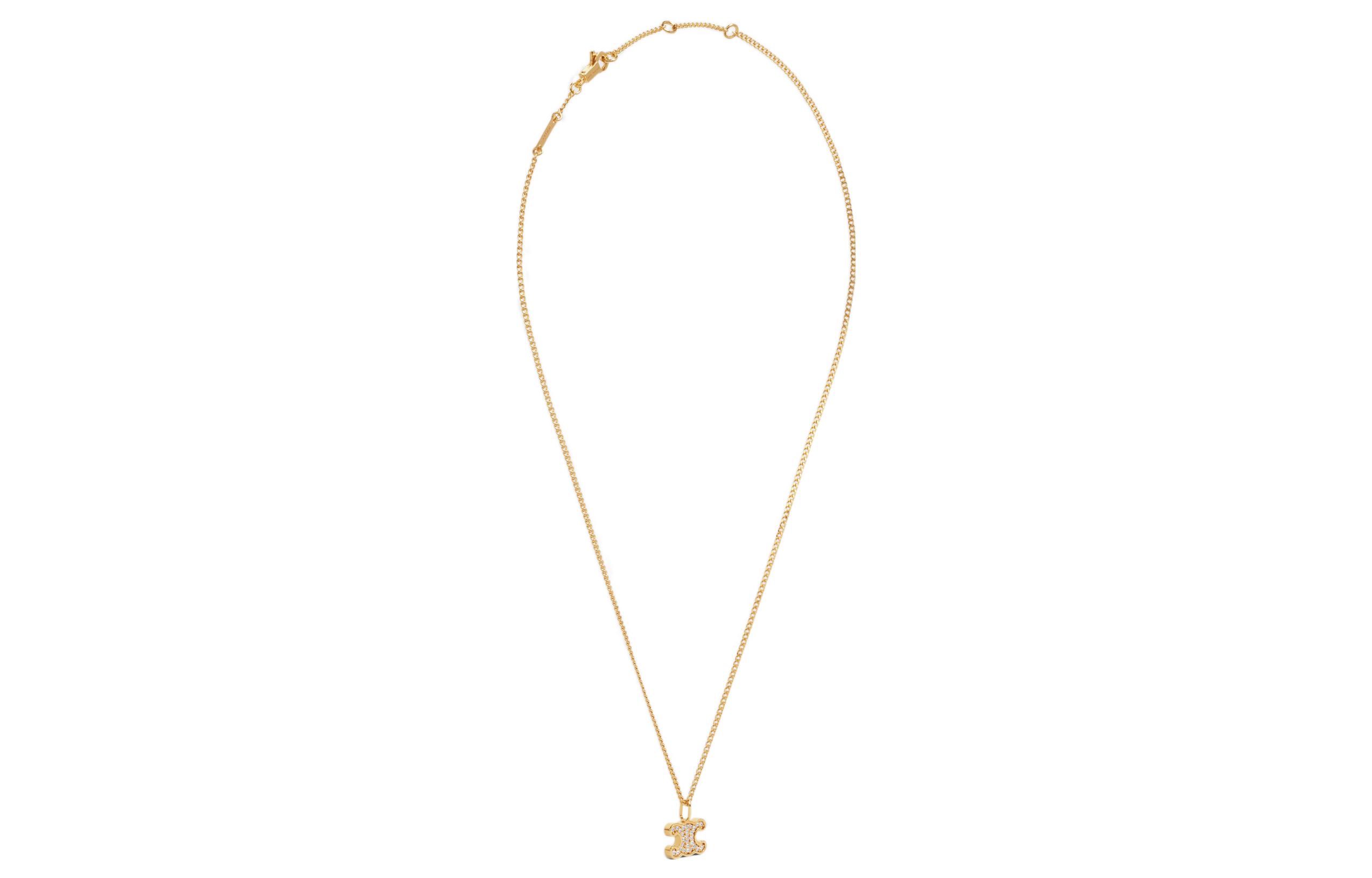 Shop (W) CELINE Rantai Leher Emas Loyang & Kristal Berkilau. 460GB6BZI-35OR