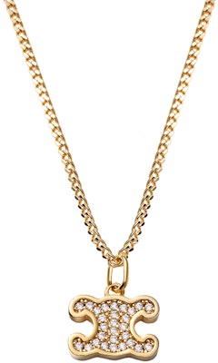 (Women) CELINE Gold Brass and Crystal Rhinestone Necklace. 460GB6BZI-35OR Purchase (Women) CELINE Gold Brass and Crystal Rhinestone Necklace. 460GB6BZI-35OR
