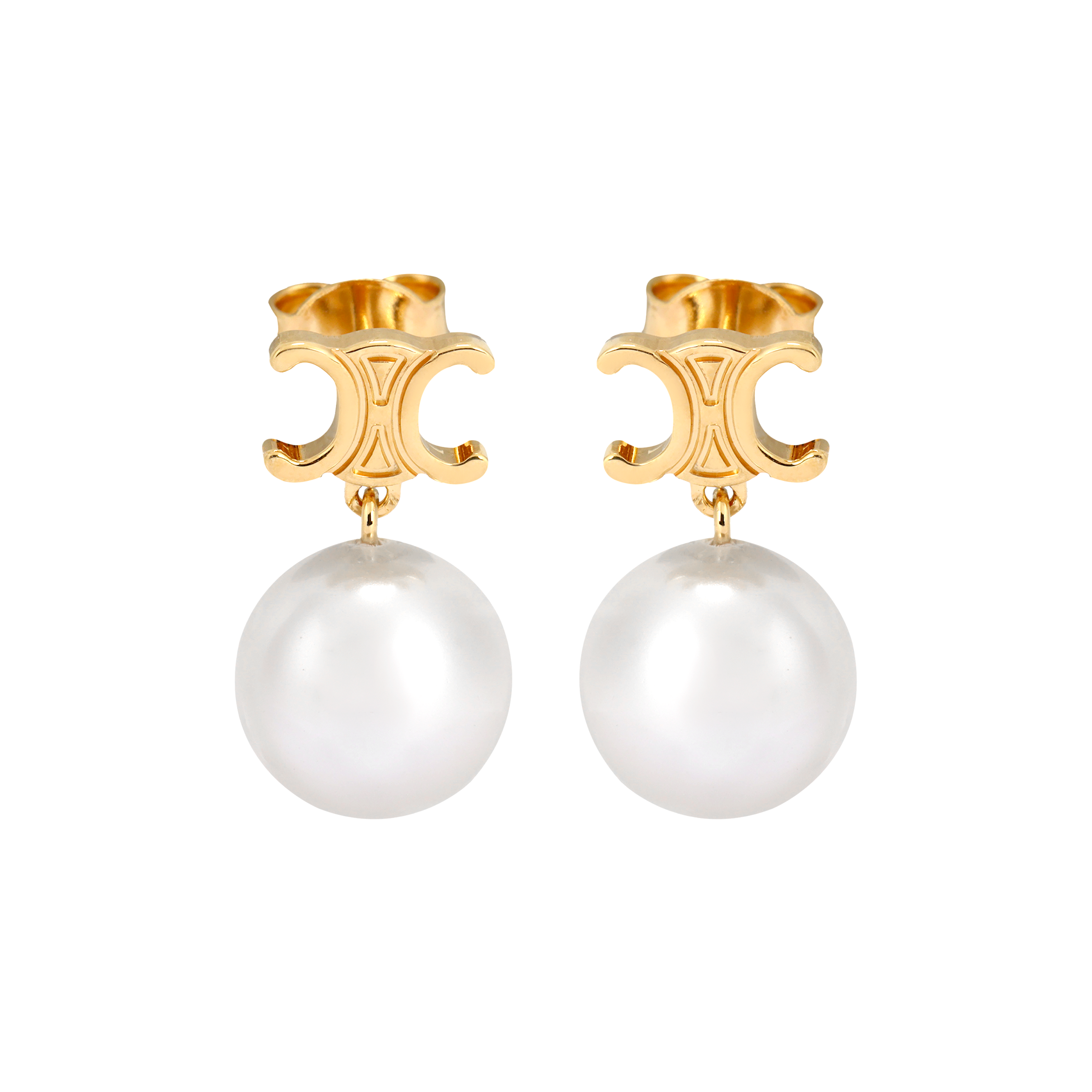 (Women) CELINE  Gold Brass Glass Earrings. 460TZ6BPE01GI