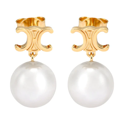 (Women) CELINE Gold Brass Glass Earrings. 460TZ6BPE01GI