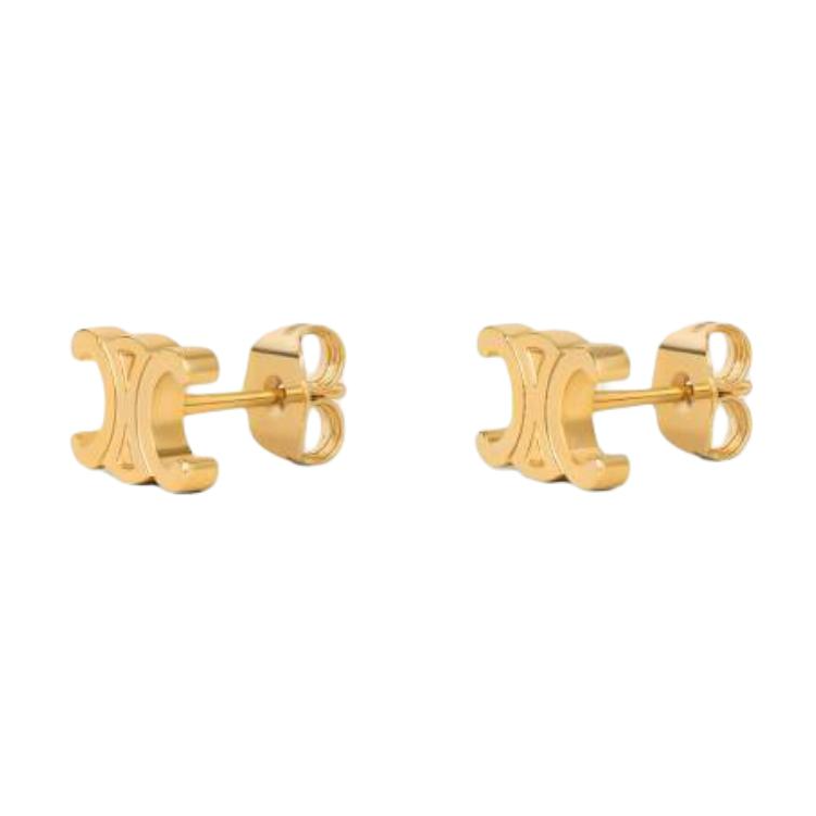 Order (Women) Celine  Gold Brass Stud Earrings with Logo Design. 461CY6BRA35OR