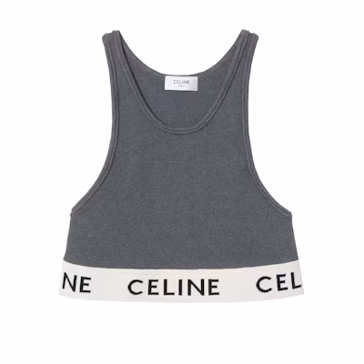 (Women) CELINE Gray Sports Bra with Solid Color Logo Knit Design. 2A68L372N-10GB